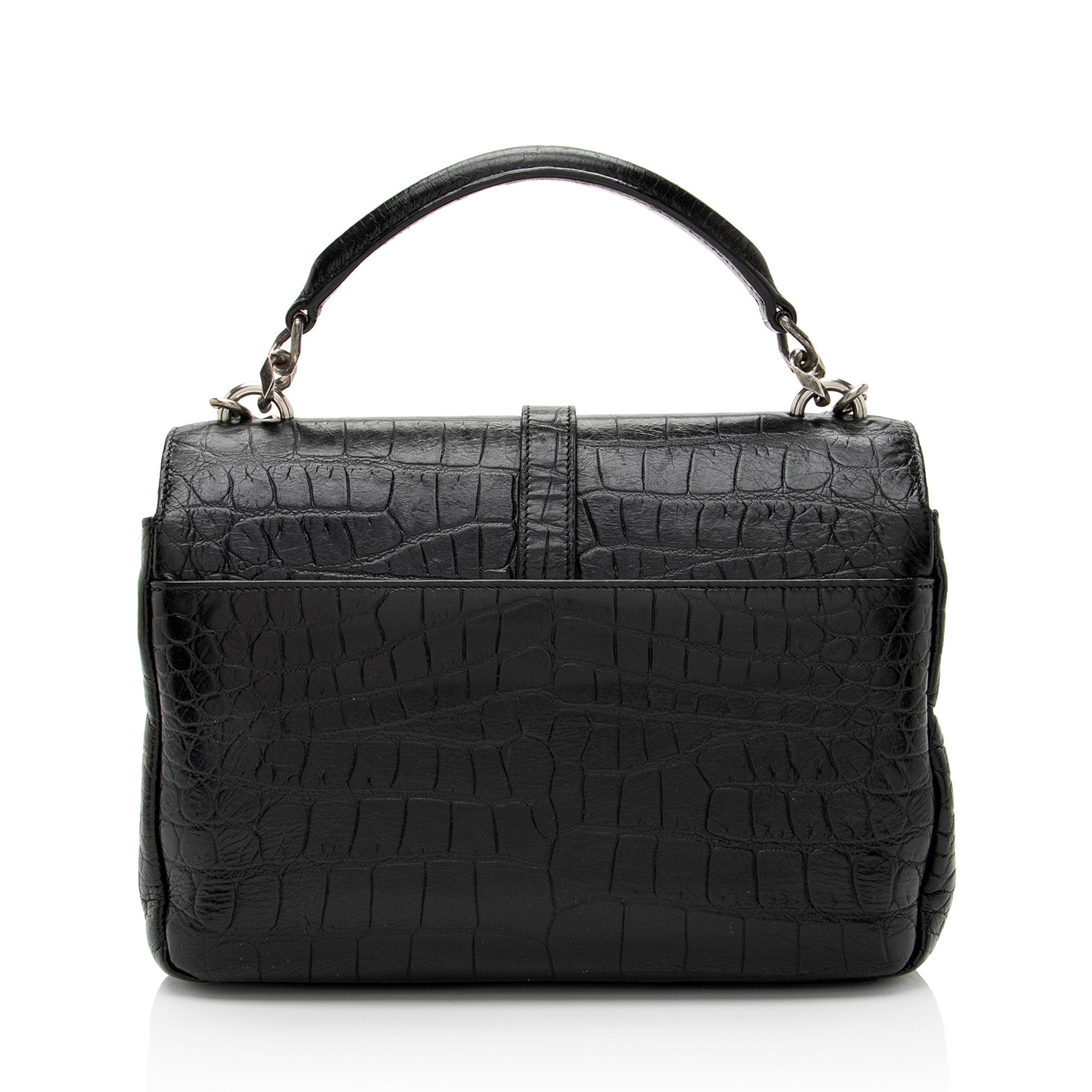 Saint Laurent Croc Embossed Calfskin Monogram College Medium Shoulder Bag