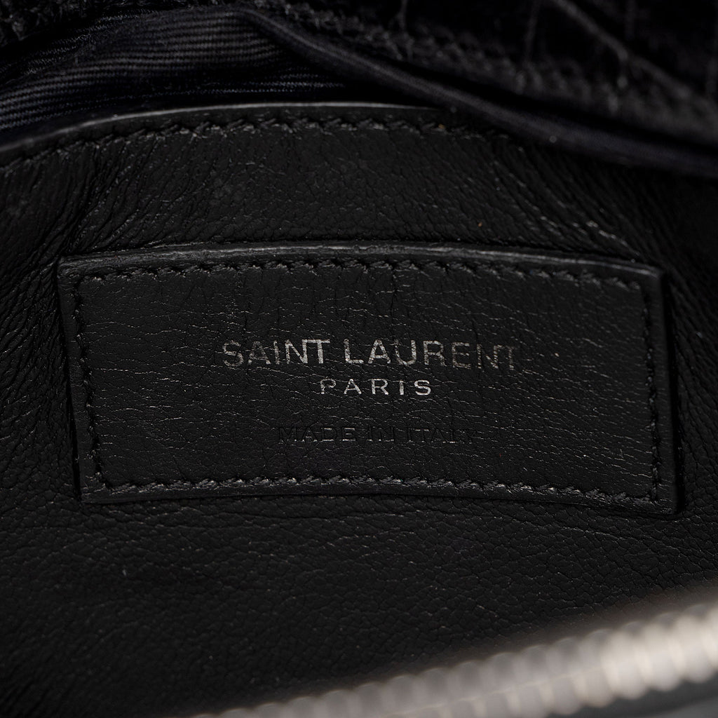 Saint Laurent Croc Embossed Calfskin Monogram College Medium Shoulder Bag