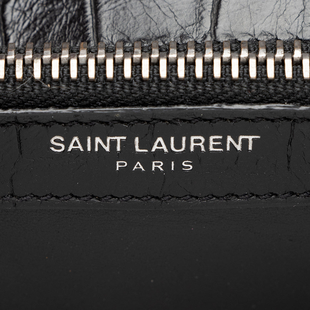 Saint Laurent Croc Embossed Calfskin Monogram College Medium Shoulder Bag