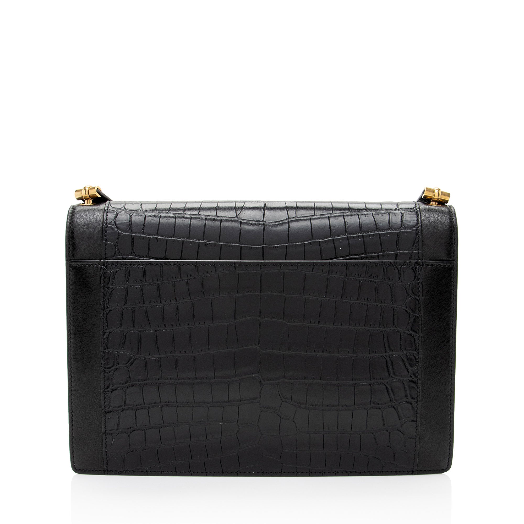 Saint Laurent Croc Embossed Calfskin Monogram Gaby Shoulder Bag (SHF-EAdNMt)