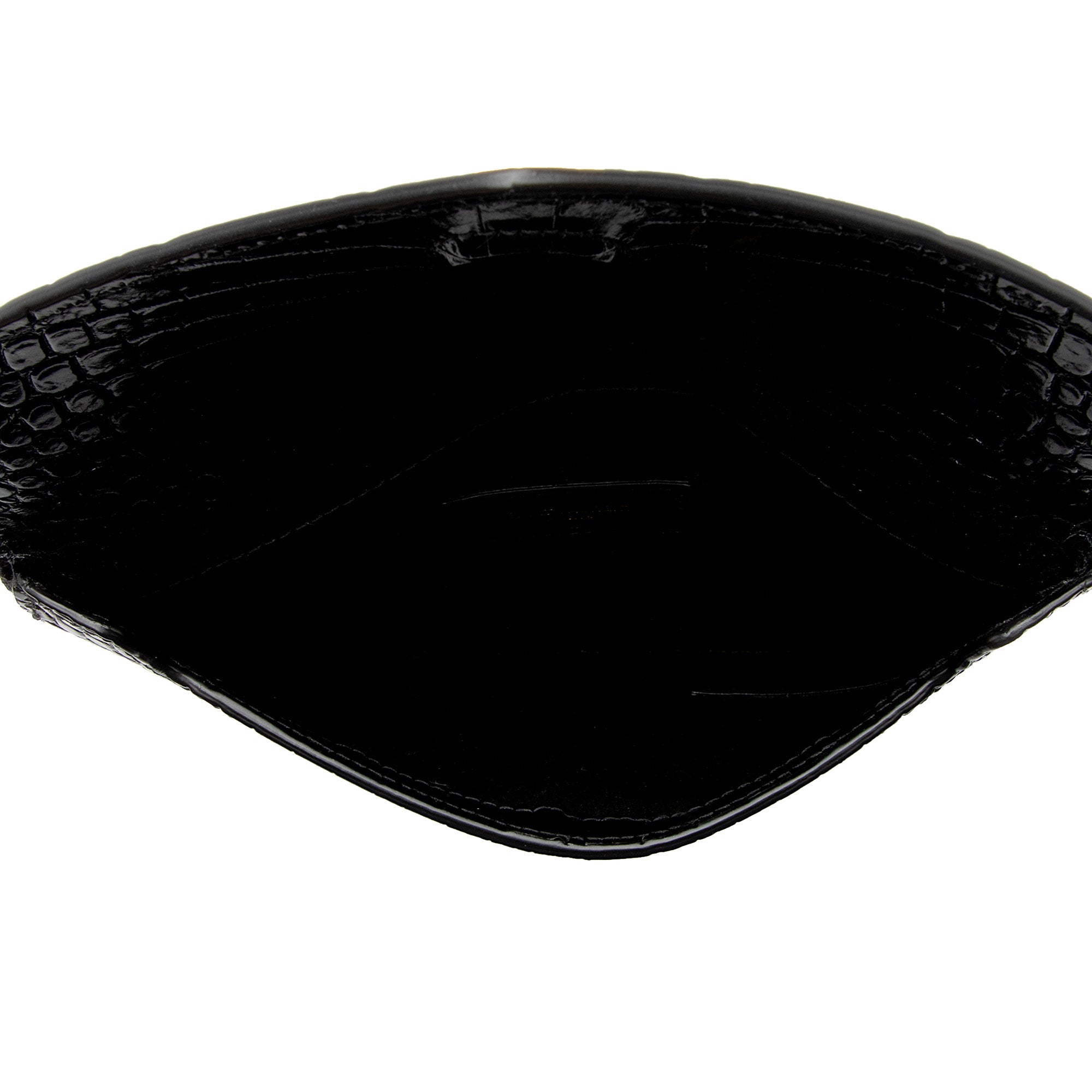 Saint Laurent Croc Embossed Leather Monogram Baby Uptown Clutch (SHF-ZduBsW)
