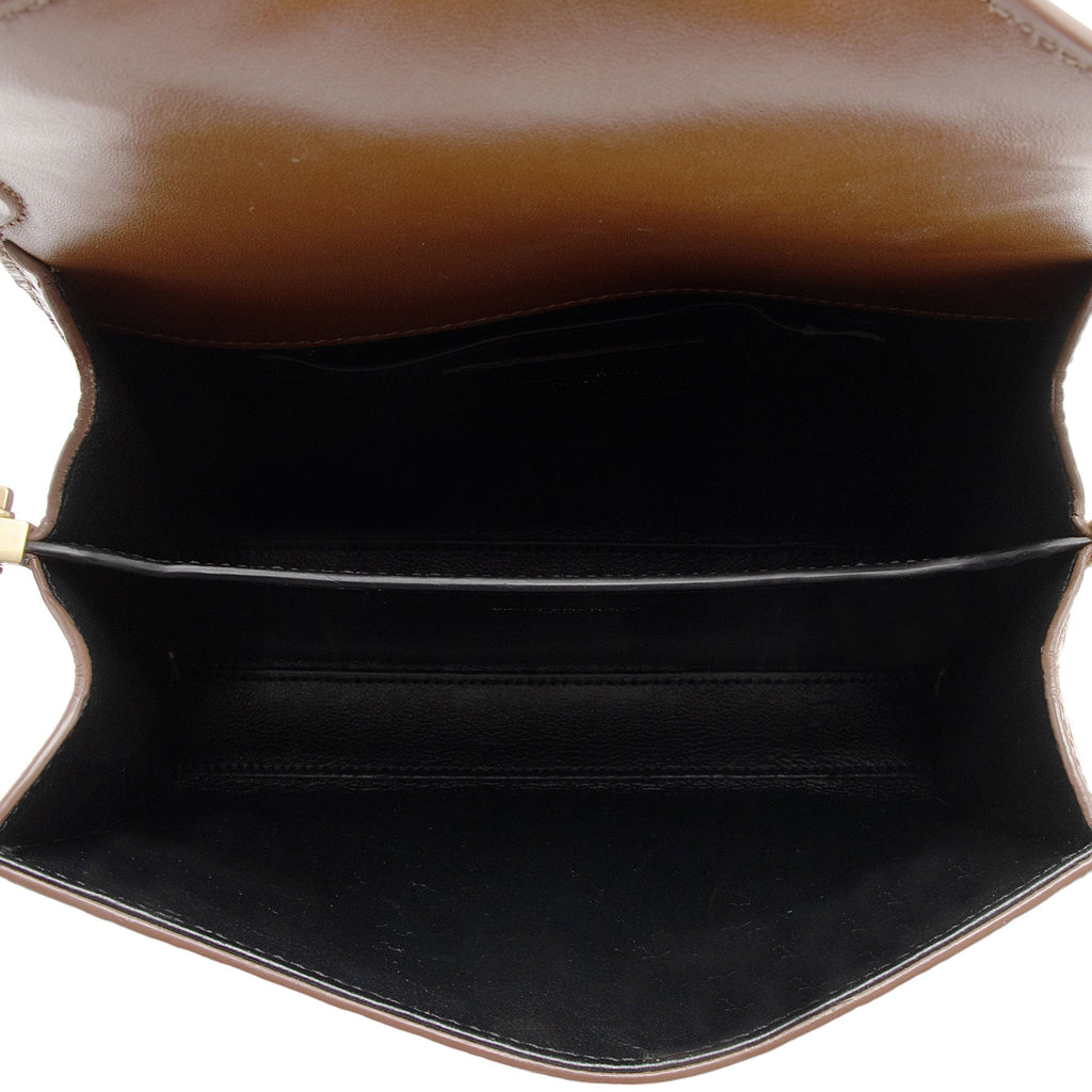 Saint Laurent Croc Embossed Leather Monogram Cassandra Mini Top Handle (SHF-X87CZK)