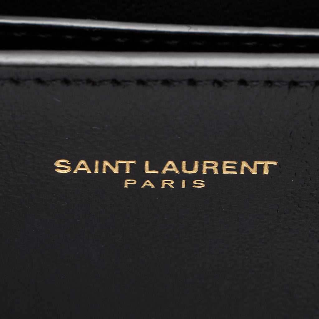 Saint Laurent Croc Embossed Leather Monogram Cassandra Mini Top Handle (SHF-X87CZK)