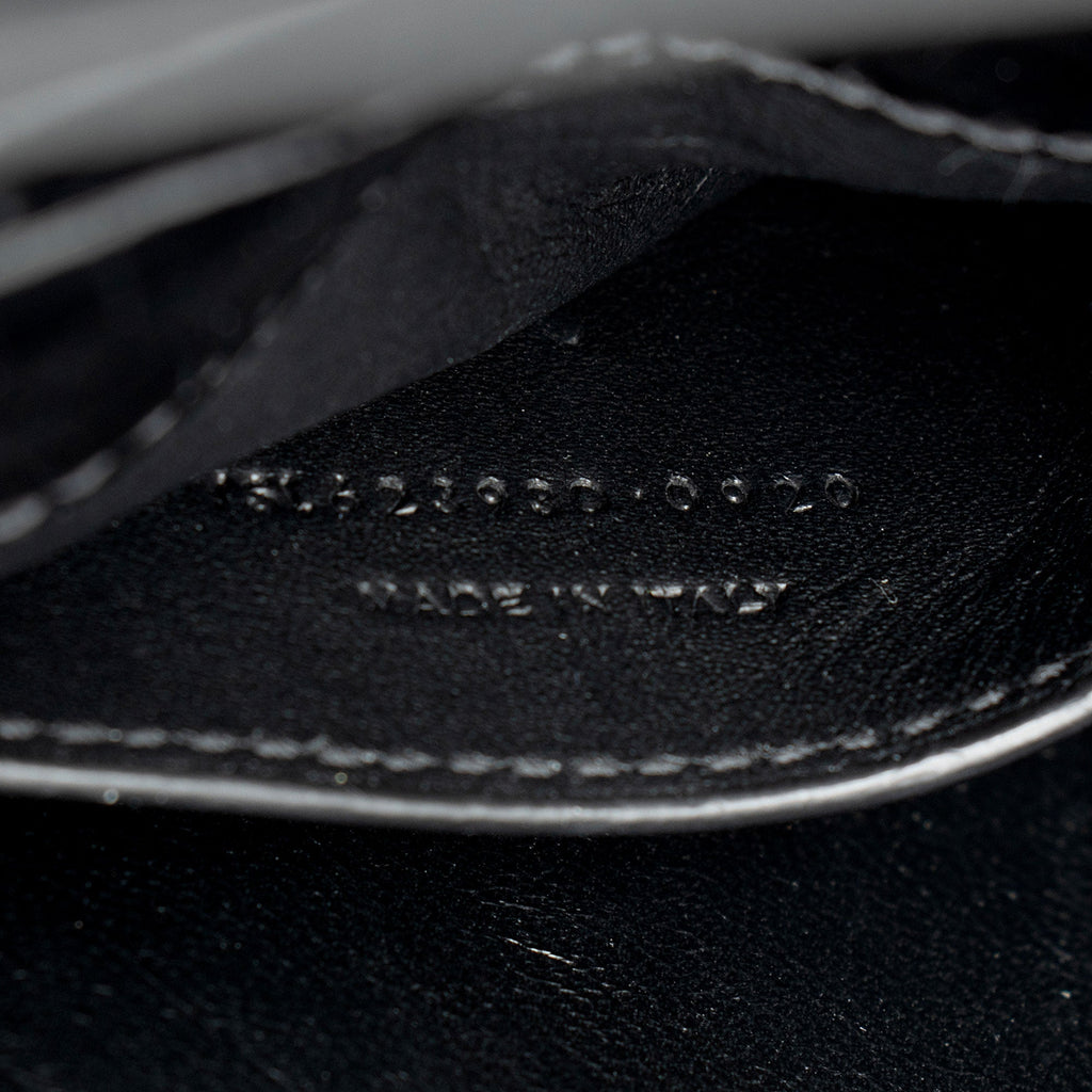 Saint Laurent Croc Embossed Leather Monogram Cassandra Mini Top Handle