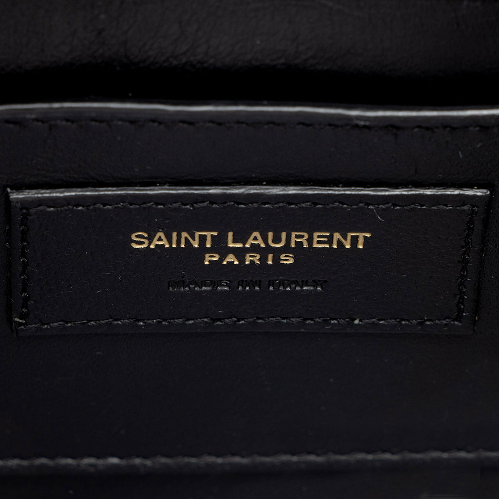 Saint Laurent Croc Embossed Leather Monogram Cassandra Mini Top Handle