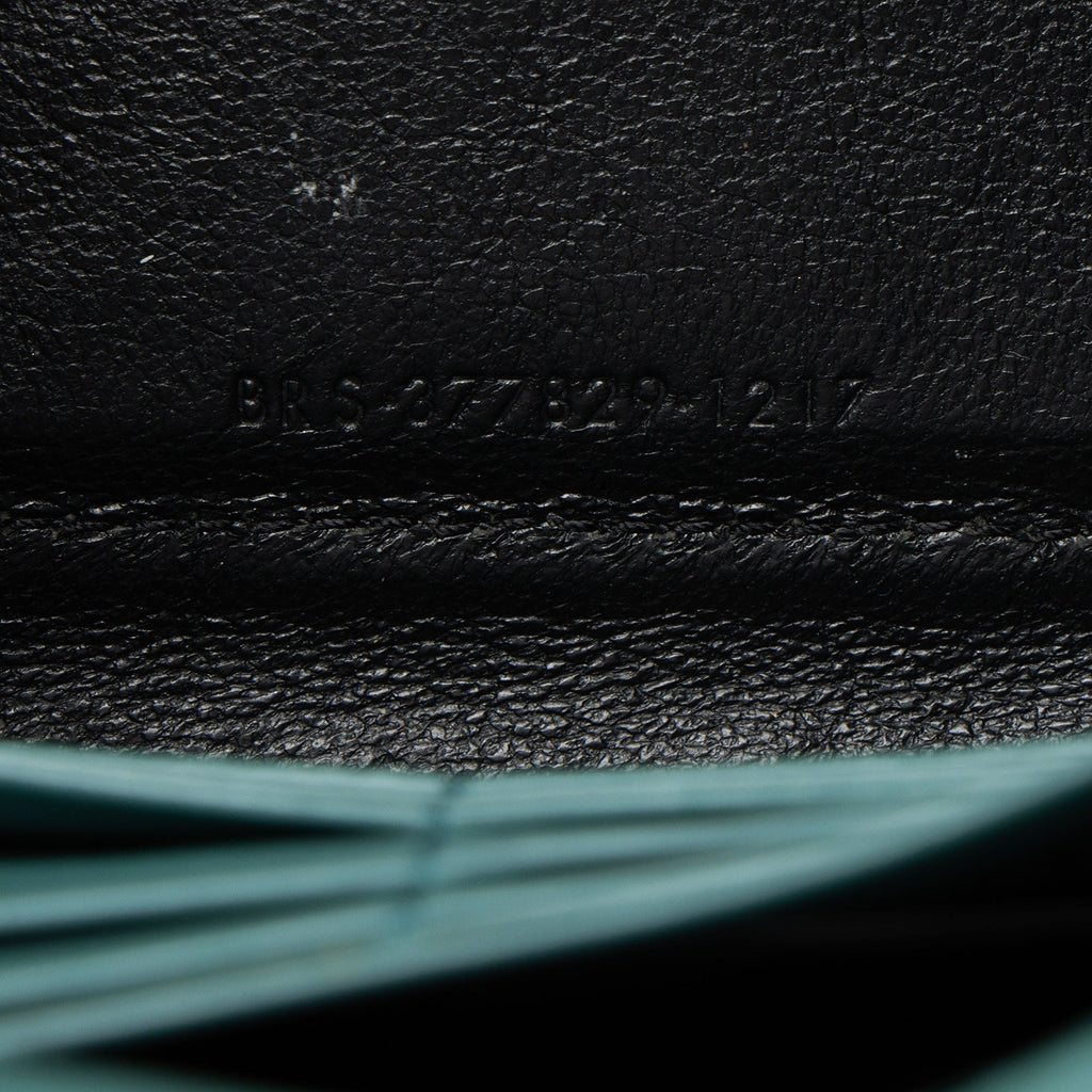 Saint Laurent Croc Embossed Leather Monogram Chain Wallet