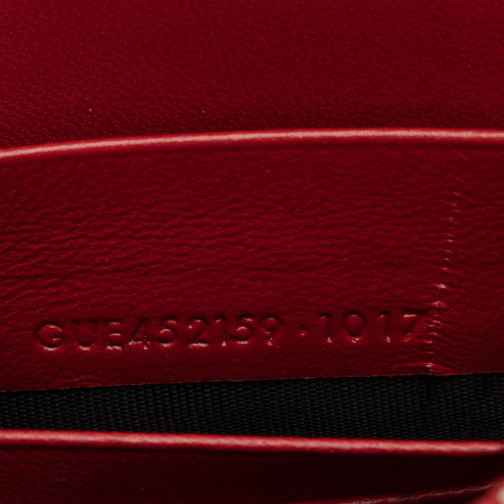 Saint Laurent Croc Embossed Leather Monogram Kate Tassel Chain Wallet