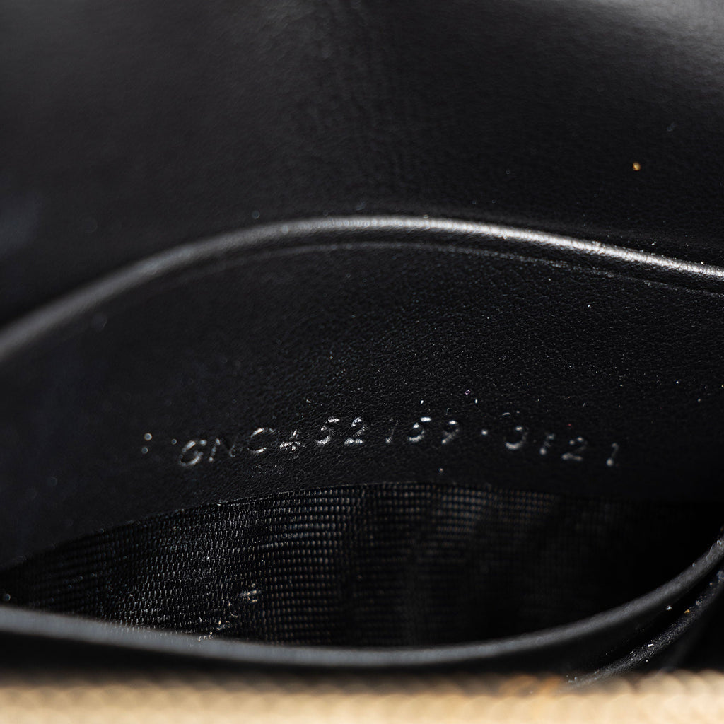 Saint Laurent Croc Embossed Leather Monogram Kate Tassel Chain Wallet