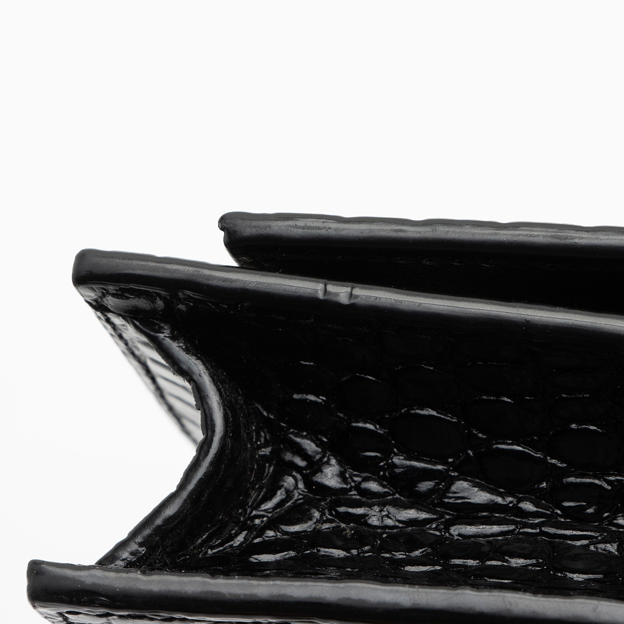 Saint Laurent Croc Embossed Leather Monogram Kate Tassel Chain Wallet