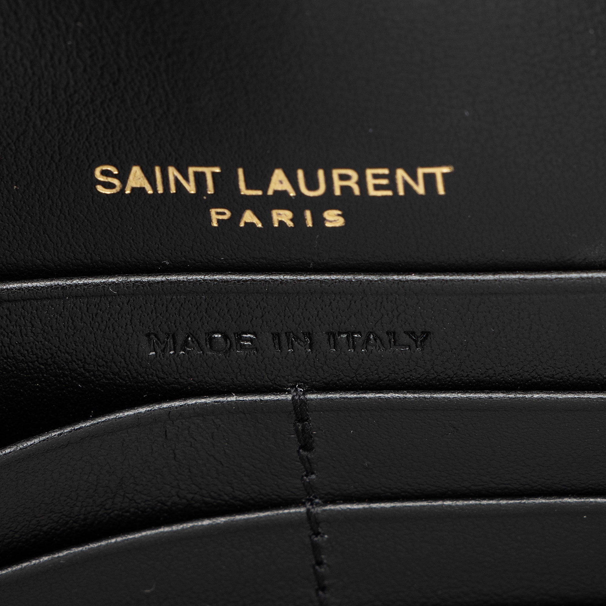 Saint Laurent Croc Embossed Leather Monogram Kate Tassel Chain Wallet