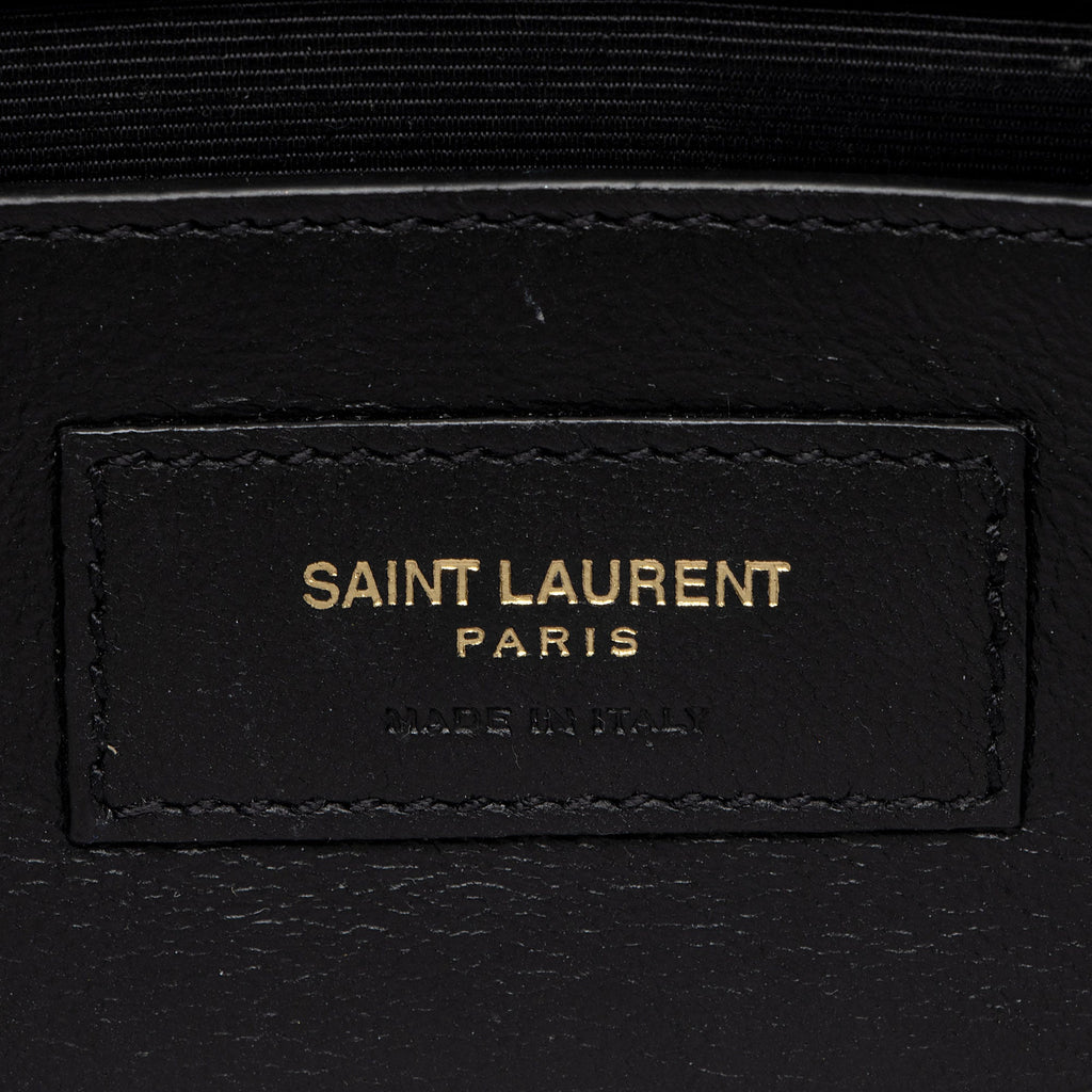 Saint Laurent Croc Embossed Leather Monogram Kate Tassel Clutch