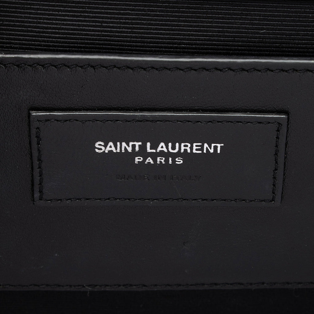 Saint Laurent Croc Embossed Leather Monogram Kate Tassel Medium Shoulder Bag