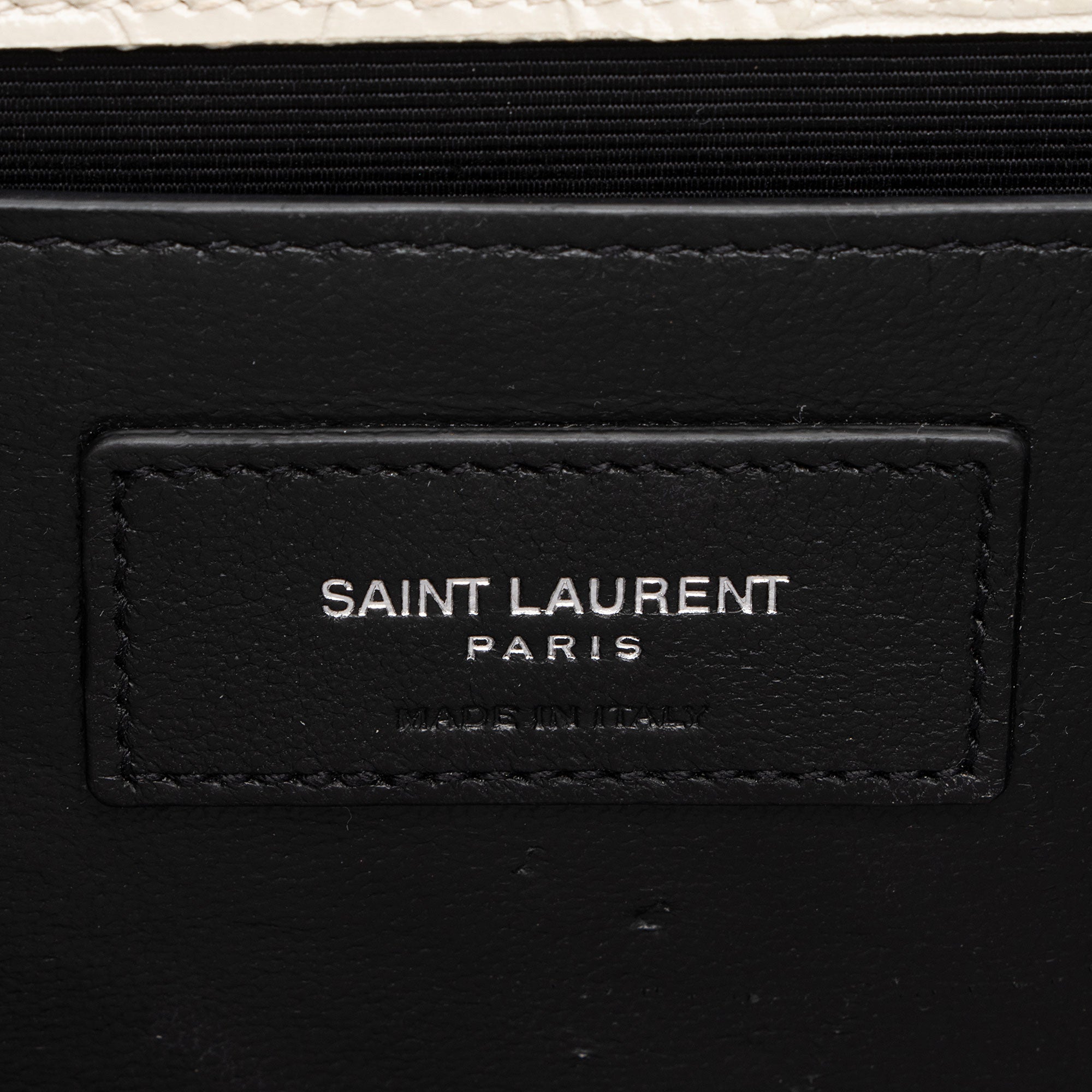 Saint Laurent Croc Embossed Leather Monogram Kate Tassel Medium Shoulder Bag (SHF-38szZN)