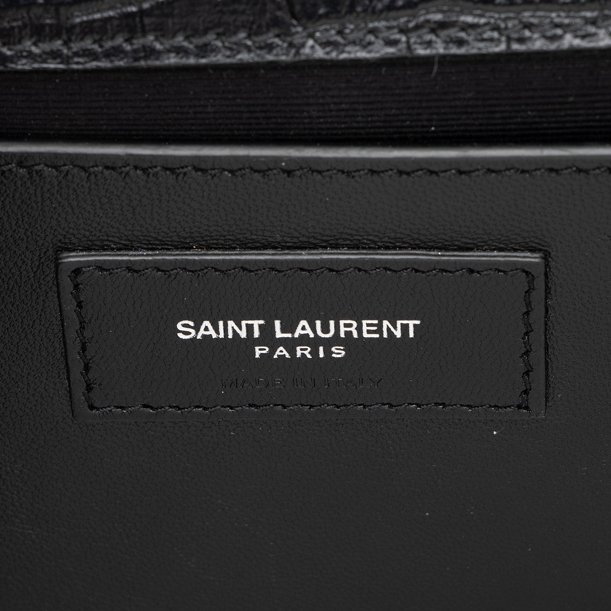 Saint Laurent Croc Embossed Leather Monogram Kate Tassel Medium Shoulder Bag