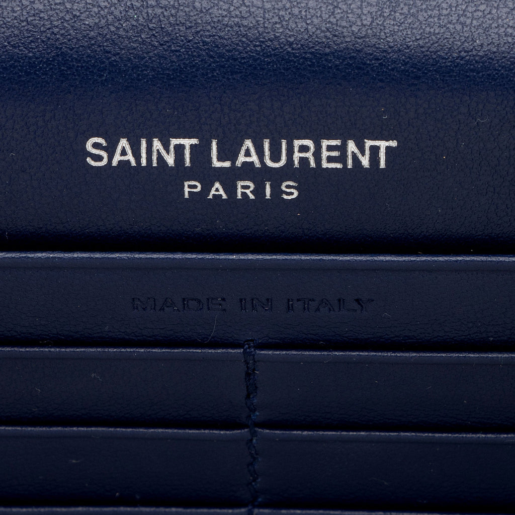 Saint Laurent Croc Embossed Leather Monogram Kate Tassel Small Shoulder Bag