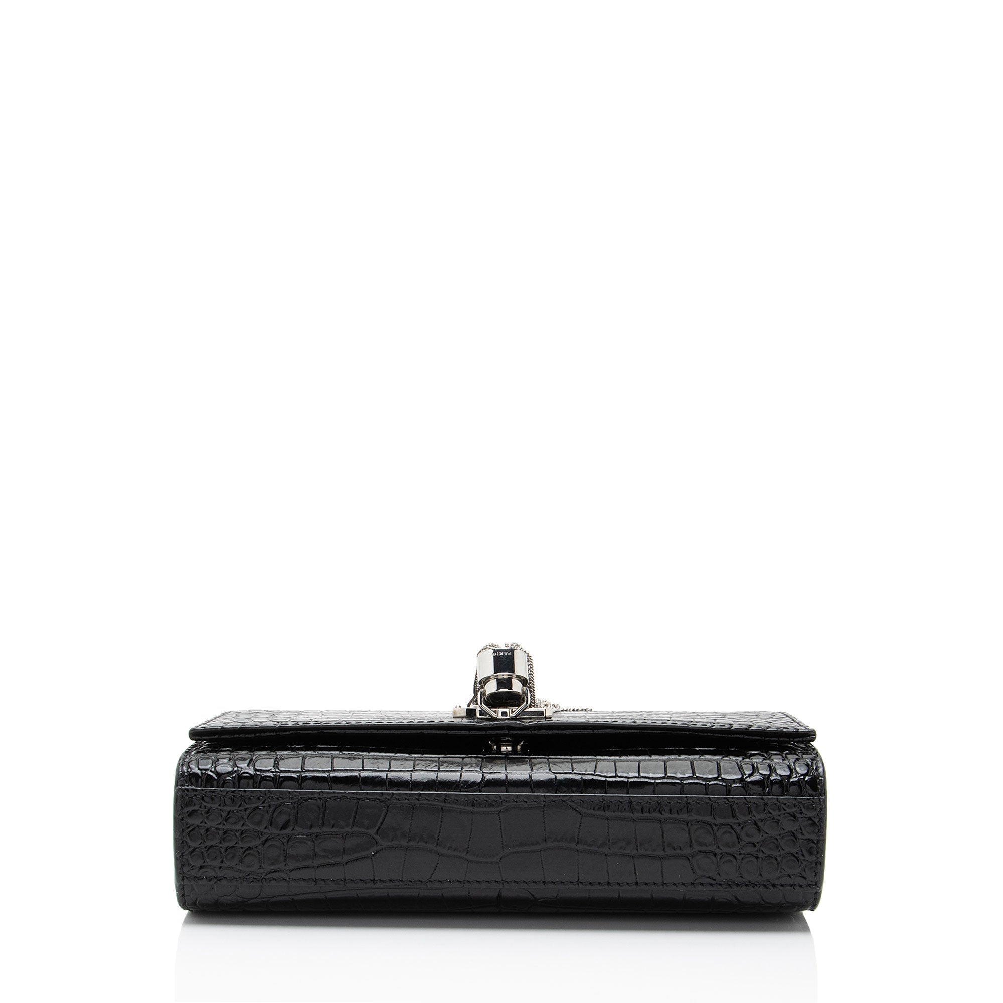 Saint Laurent Croc Embossed Leather Monogram Kate Tassel Small Shoulder Bag