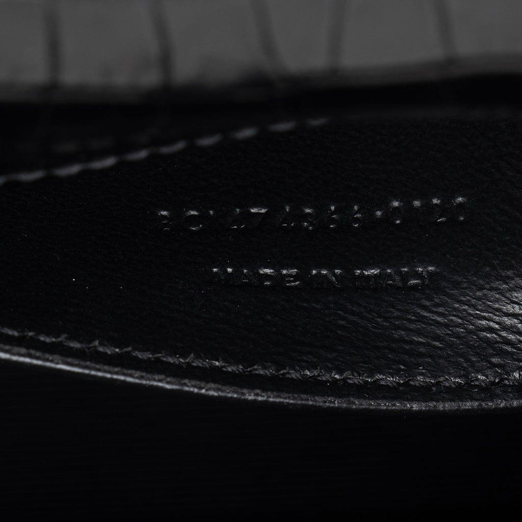 Saint Laurent Croc Embossed Leather Monogram Kate Tassel Small Shoulder Bag