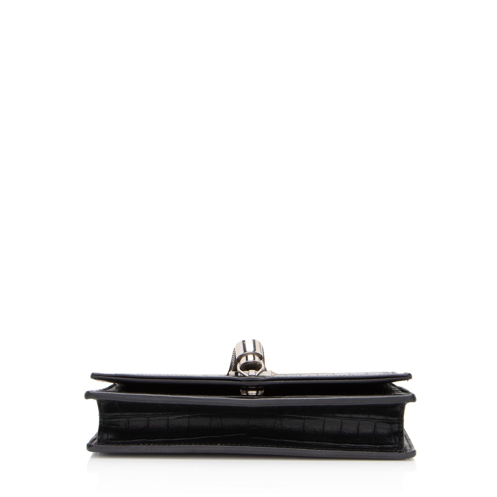 Saint Laurent Croc Embossed Leather Monogram Kate Tassel (SHF-fsD46M)