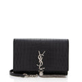 Saint Laurent Croc Embossed Leather Monogram Kate Tassel (SHF-fsD46M)