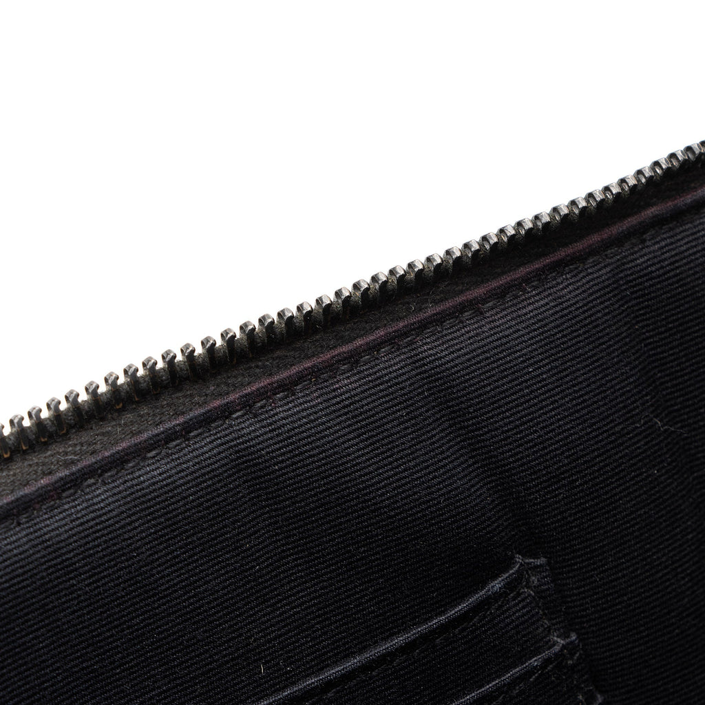 Saint Laurent Croc Embossed Leather Monogram Large Zip Pouch