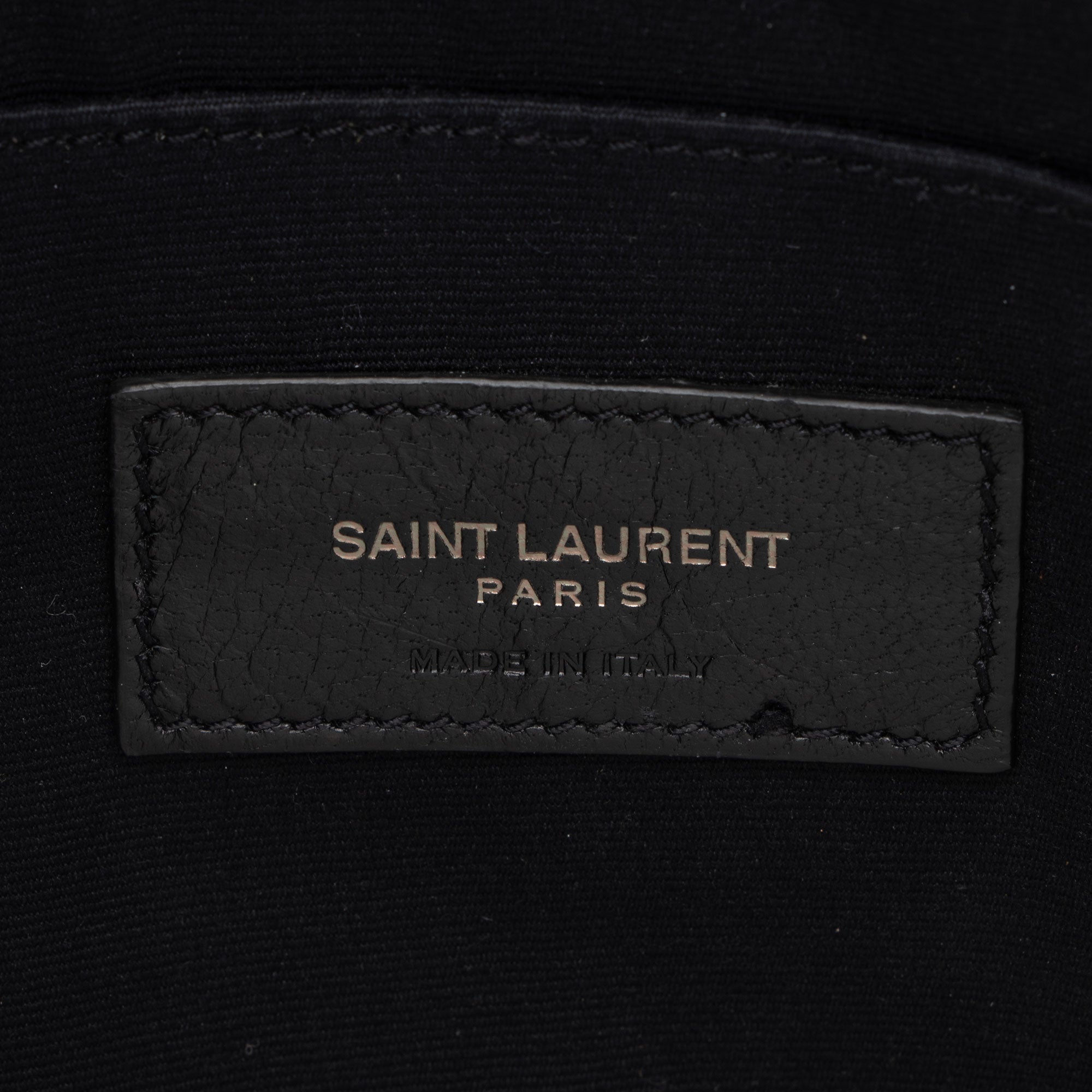 Saint Laurent Croc Embossed Leather Monogram Large Zip Pouch