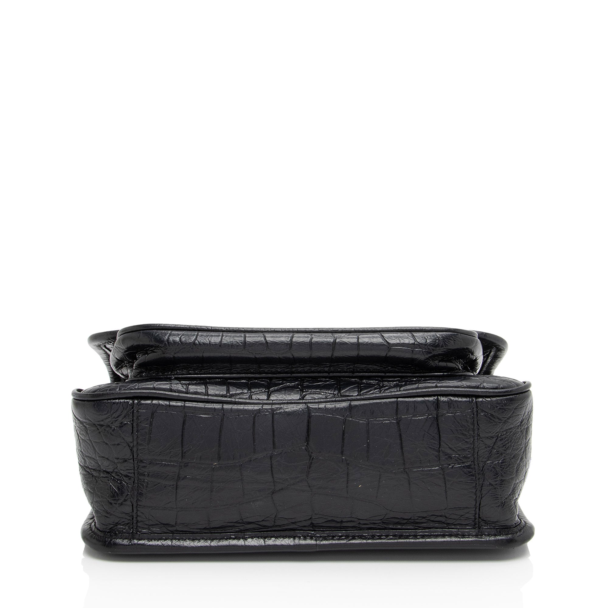 Saint Laurent Croc Embossed Leather Monogram Niki Baby Shoulder Bag (SHF-NVfs5q)