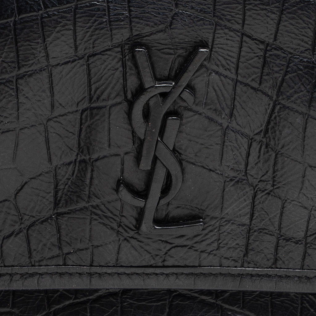 Saint Laurent Croc Embossed Leather Monogram Niki Baby Shoulder Bag (SHF-NVfs5q)