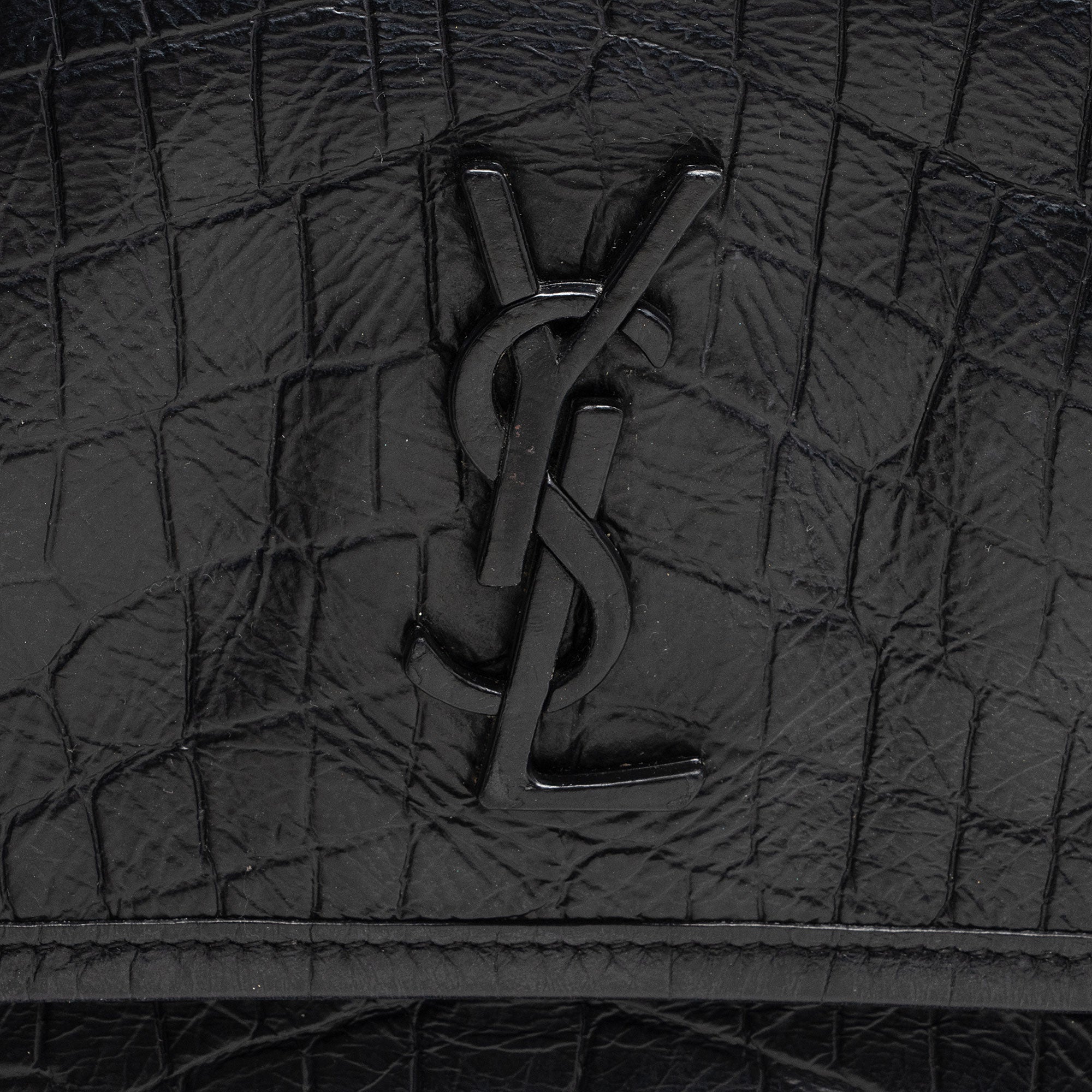 Saint Laurent Croc Embossed Leather Monogram Niki Baby Shoulder Bag (SHF-NVfs5q)