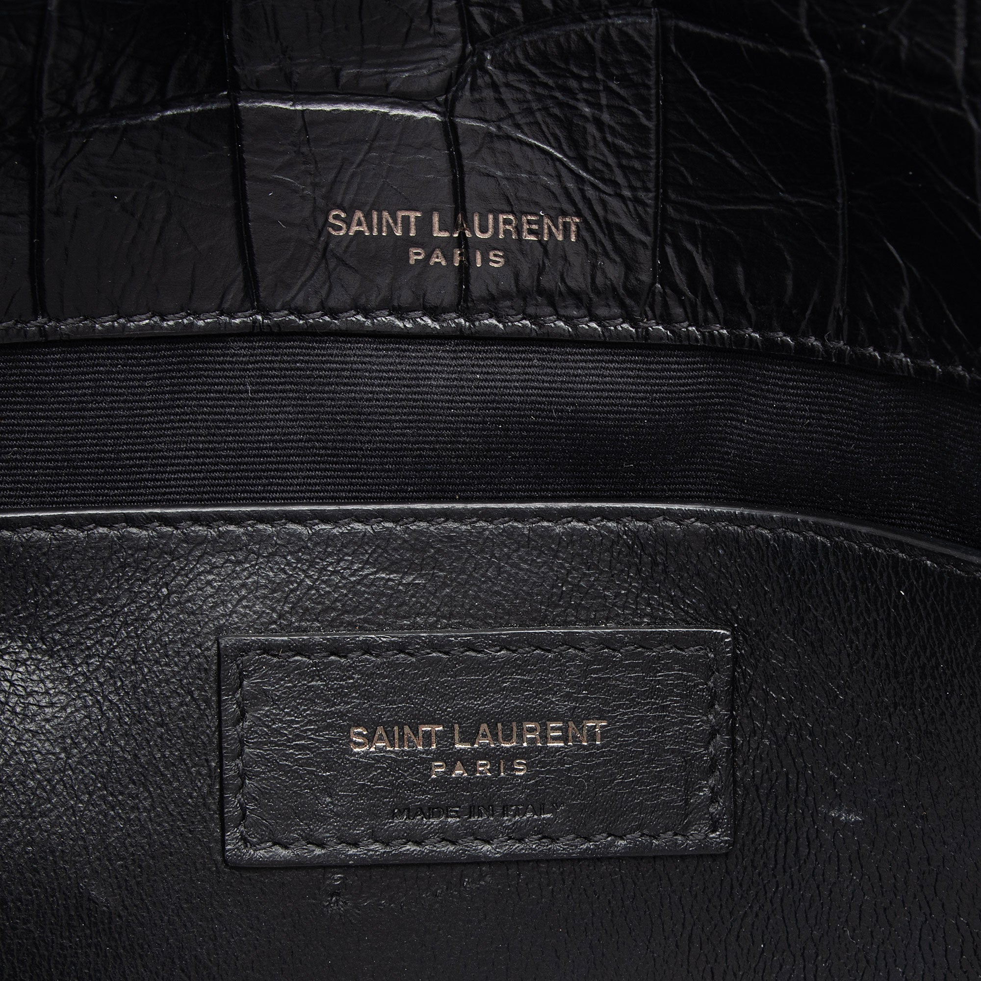 Saint Laurent Croc Embossed Leather Monogram Niki Baby Shoulder Bag (SHF-NVfs5q)