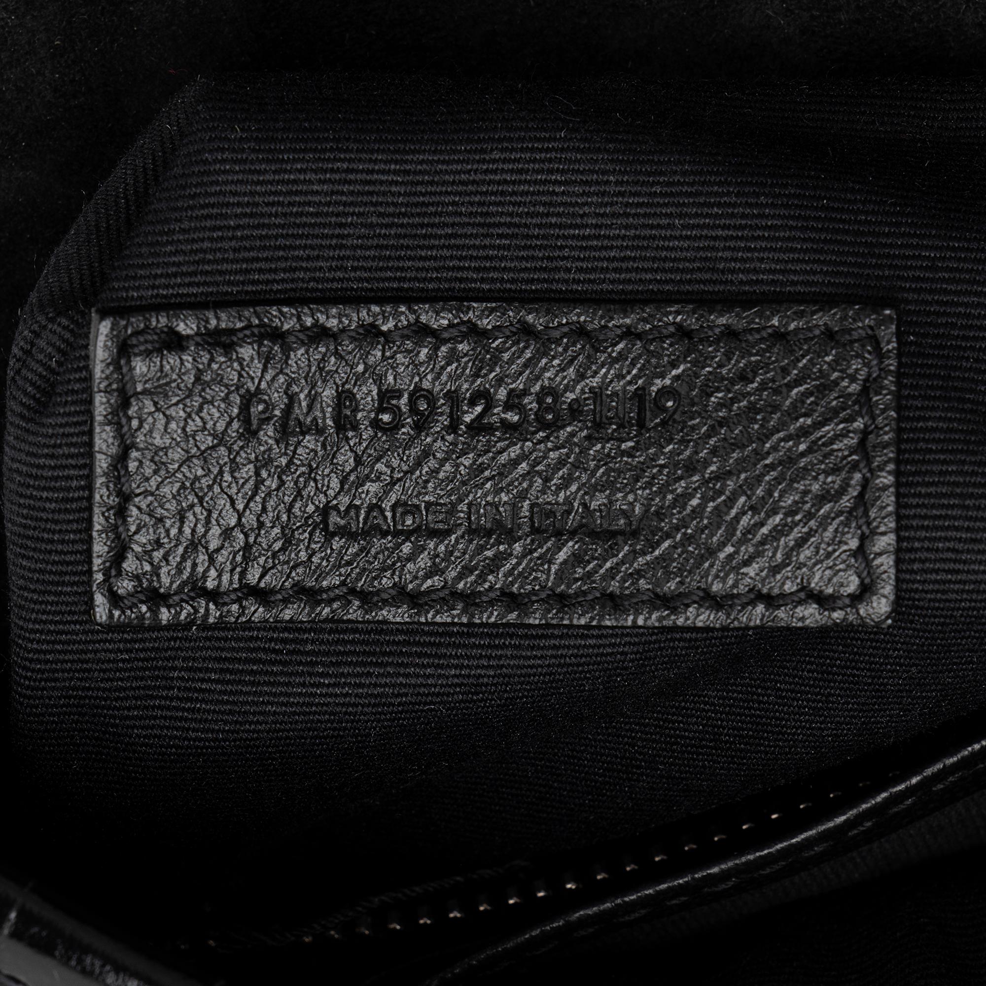 Saint Laurent Croc Embossed Leather Monogram Niki Chain Wallet (SHF-23549)
