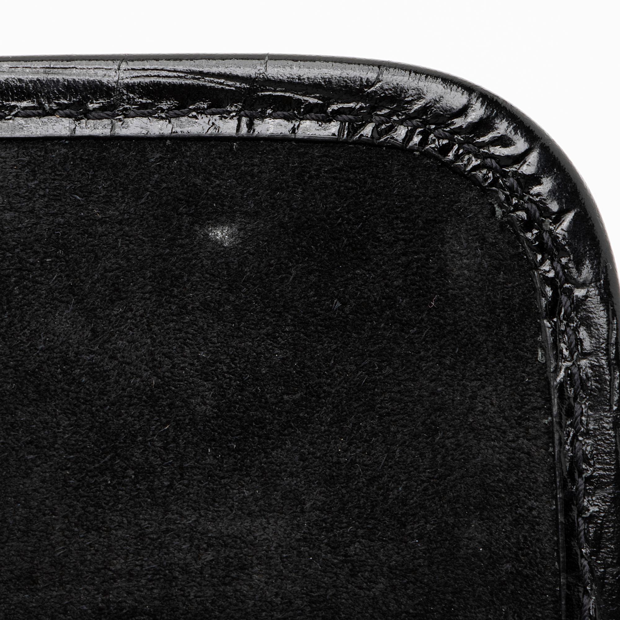 Saint Laurent Croc Embossed Leather Monogram Niki Chain Wallet (SHF-23549)