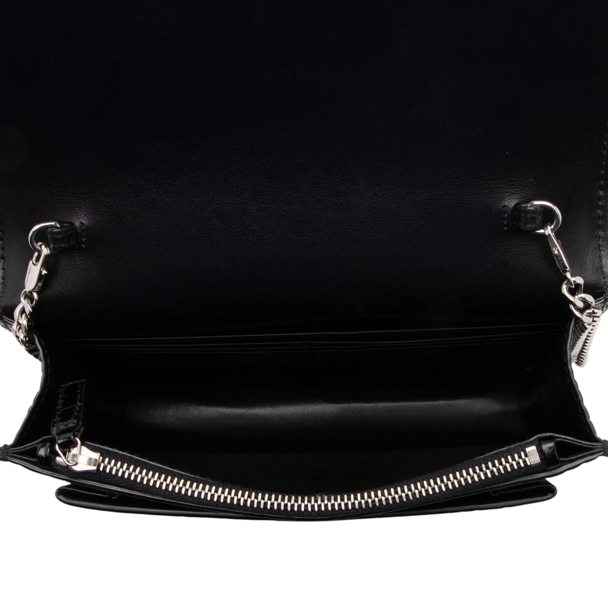 Saint Laurent Croc Embossed Leather Monogram Sunset Chain Wallet