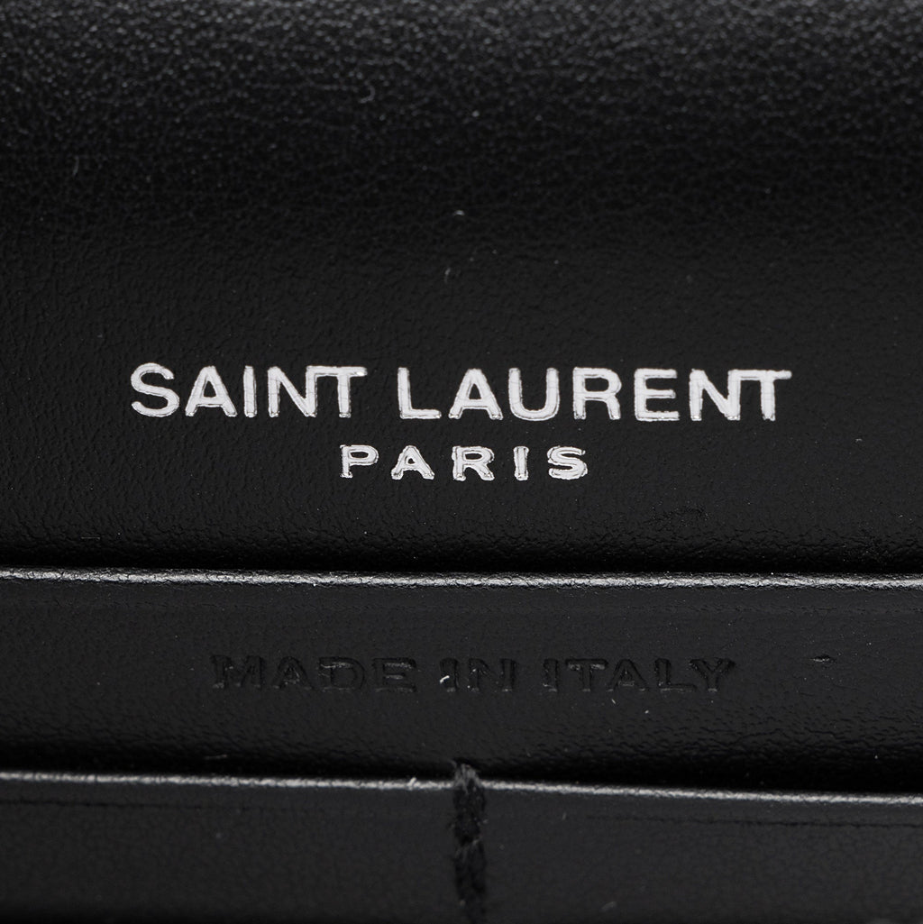 Saint Laurent Croc Embossed Leather Monogram Sunset Chain Wallet