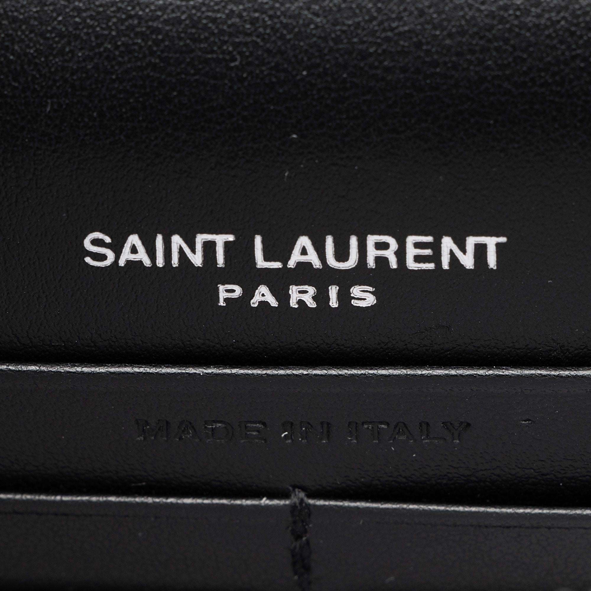 Saint Laurent Croc Embossed Leather Monogram Sunset Chain Wallet