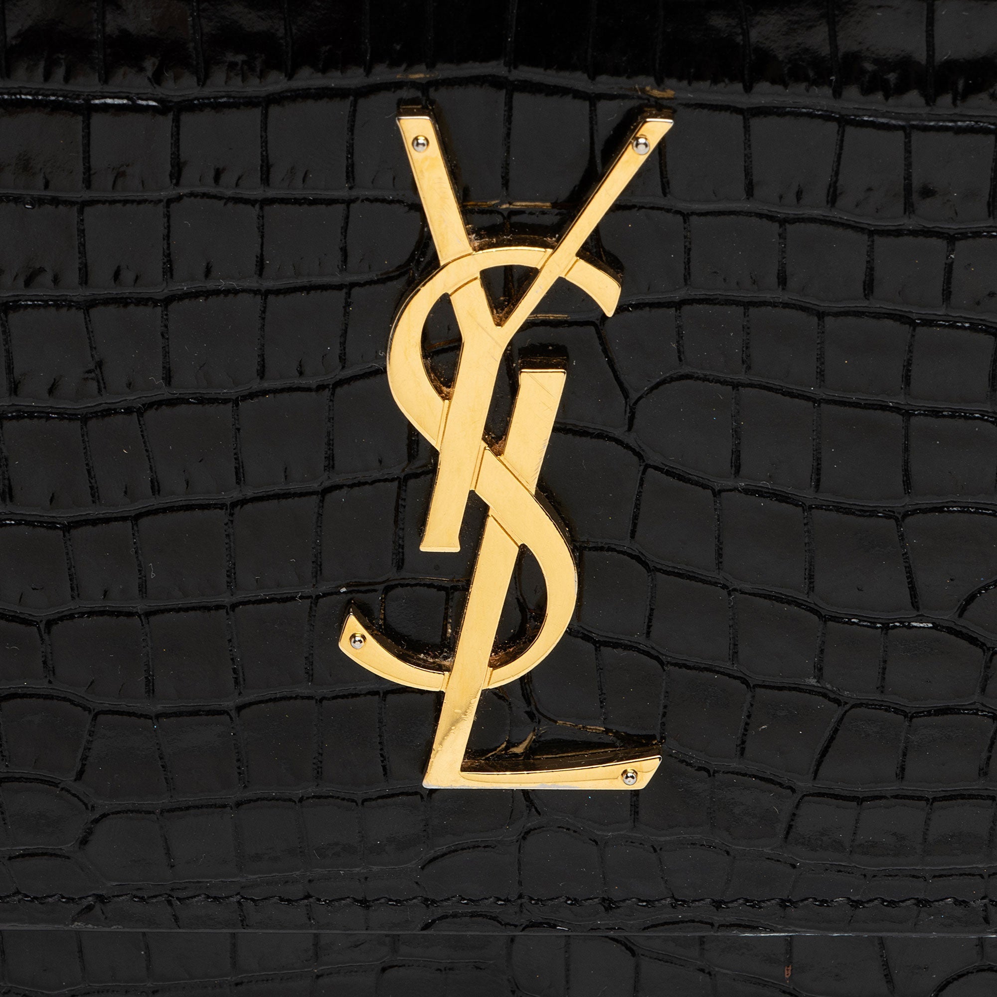 Saint Laurent Croc Embossed Leather Monogram Sunset Medium Shoulder Bag (SHF-otiVDf)