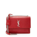 Saint Laurent Croc Embossed Leather Monogram Sunset Medium Shoulder Bag (SHF-jVwFV7)