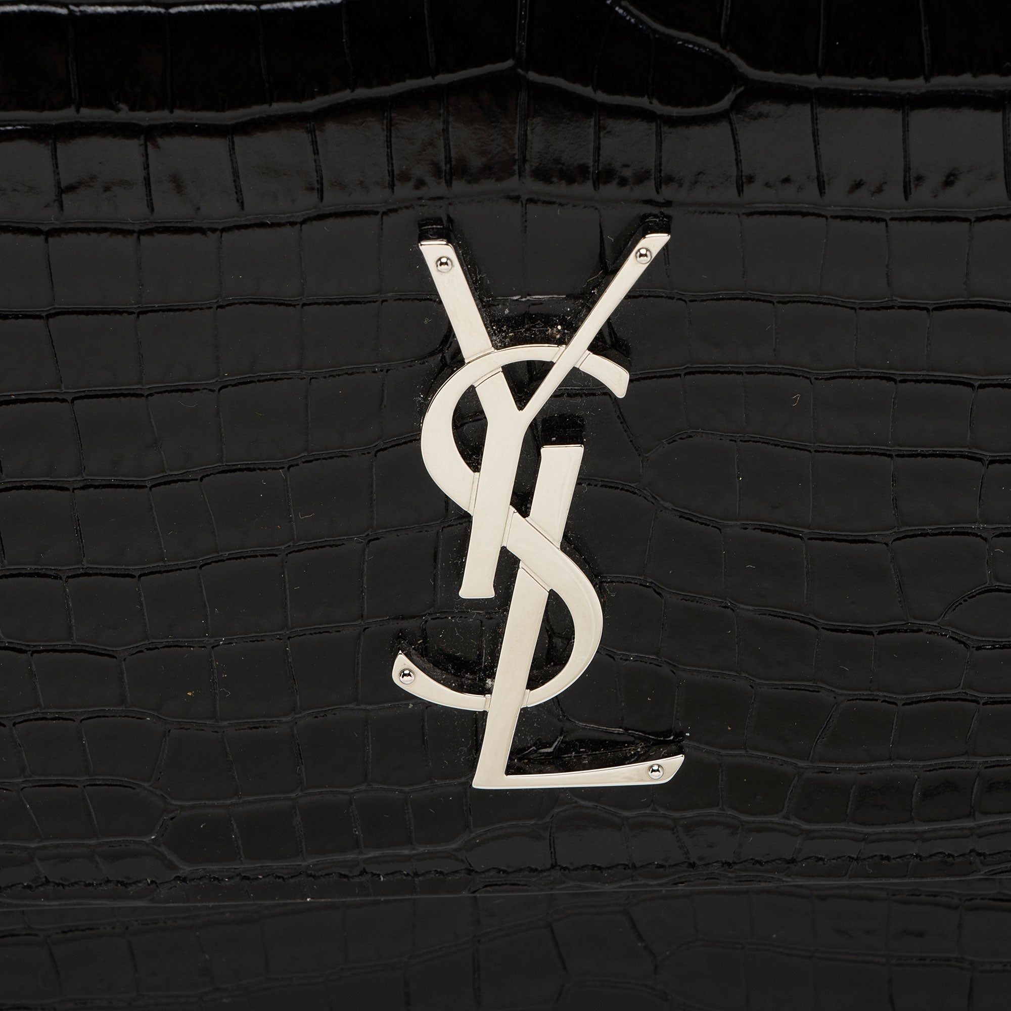 Saint Laurent Croc Embossed Leather Monogram Sunset Medium Shoulder Bag (SHF-M2o6S1)