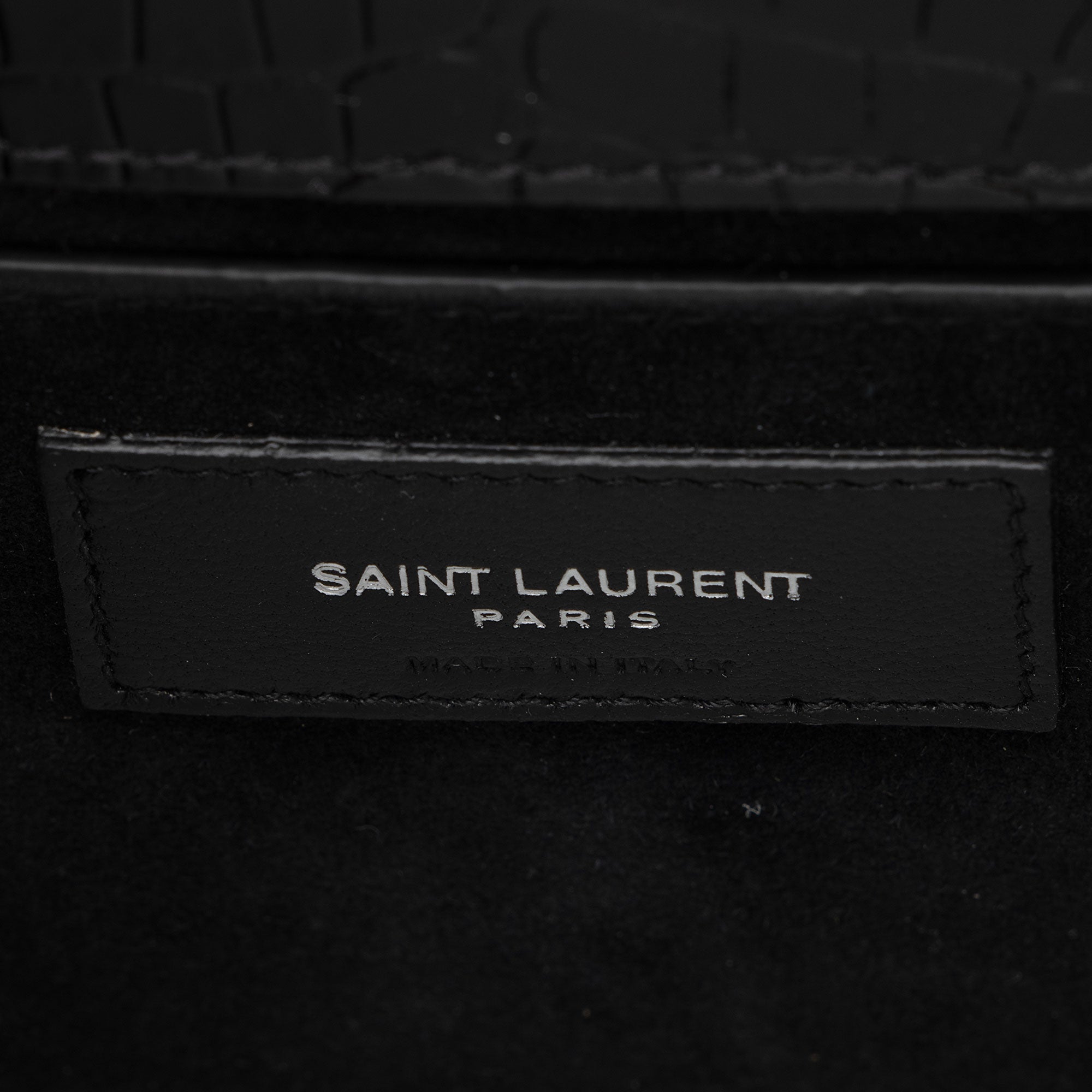 Saint Laurent Croc Embossed Leather Monogram Sunset Medium Shoulder Bag (SHF-M2o6S1)