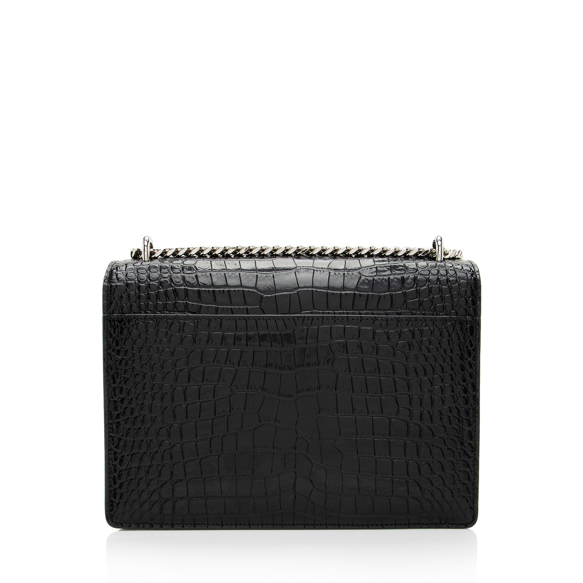 Saint Laurent Croc Embossed Leather Monogram Sunset Medium Shoulder Bag