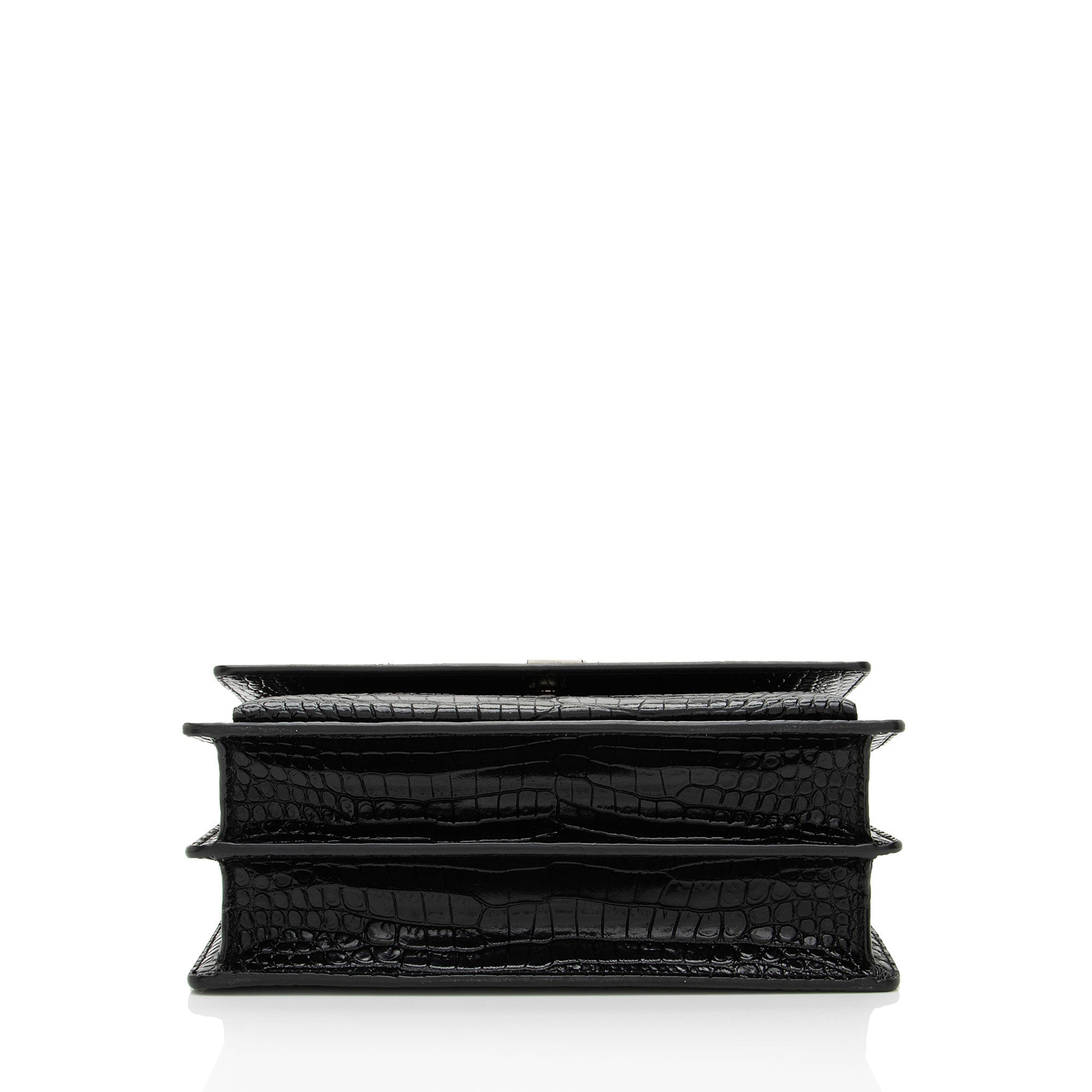 Saint Laurent Croc Embossed Leather Monogram Sunset Medium Shoulder Bag