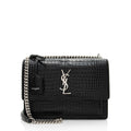 Saint Laurent Croc Embossed Leather Monogram Sunset Medium Shoulder Bag