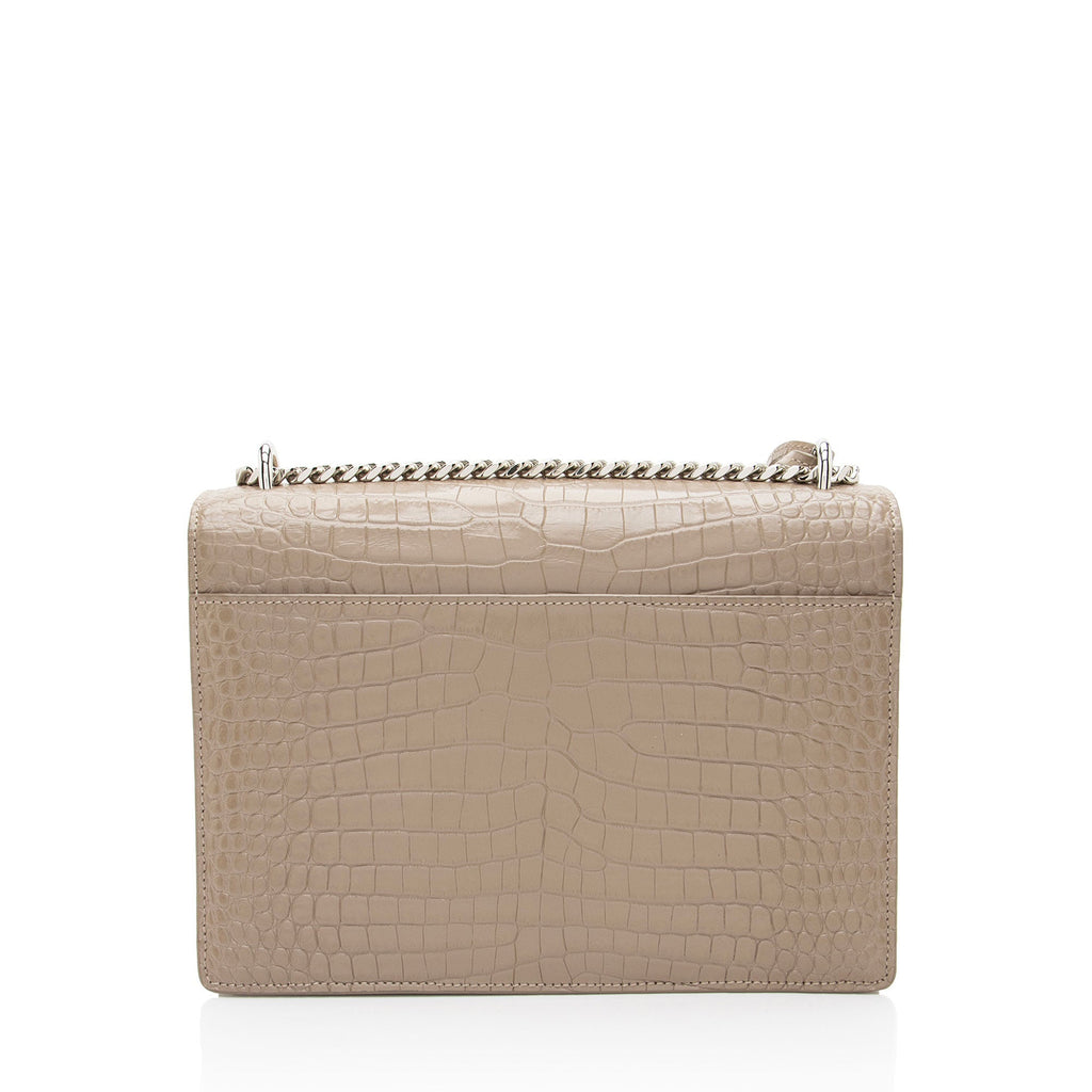 Saint Laurent Croc Embossed Leather Monogram Sunset Medium Shoulder Bag
