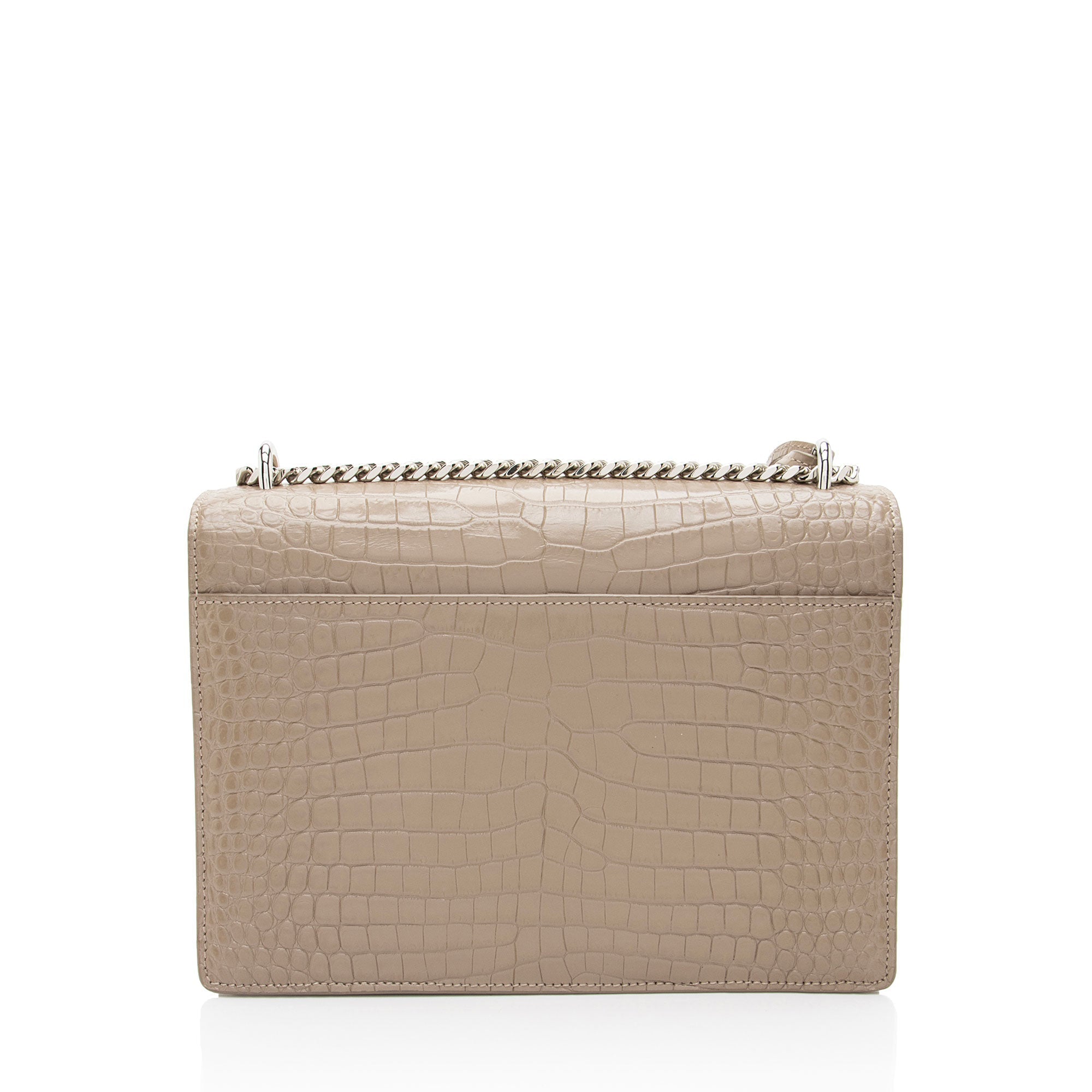Saint Laurent Croc Embossed Leather Monogram Sunset Medium Shoulder Bag