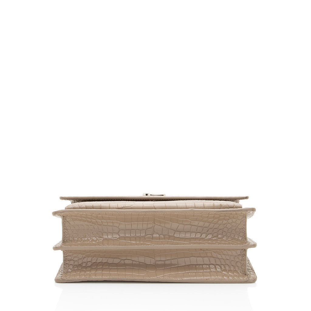 Saint Laurent Croc Embossed Leather Monogram Sunset Medium Shoulder Bag