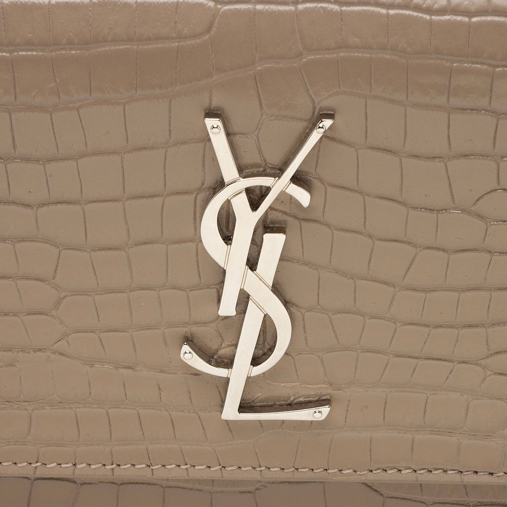 Saint Laurent Croc Embossed Leather Monogram Sunset Medium Shoulder Bag