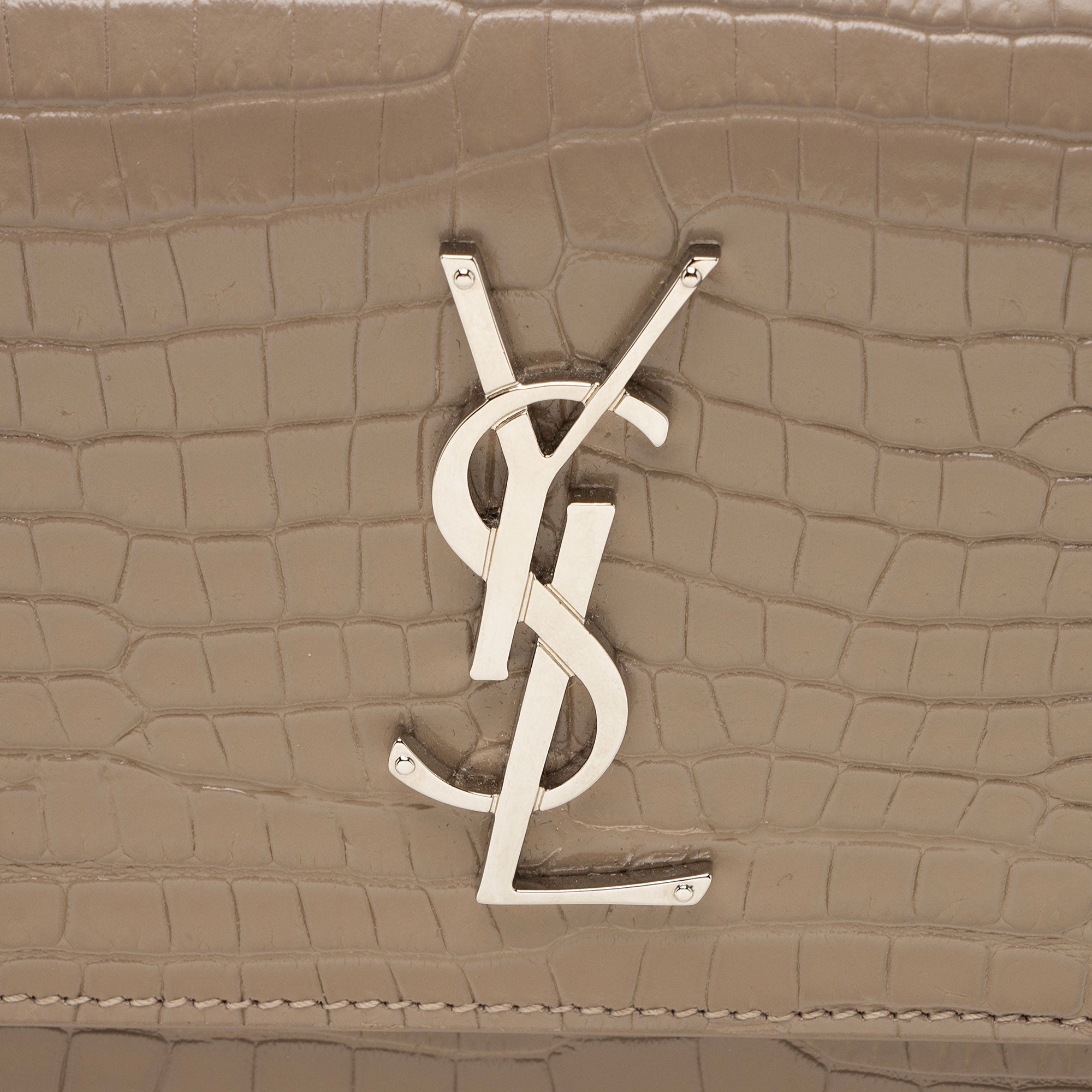 Saint Laurent Croc Embossed Leather Monogram Sunset Medium Shoulder Bag