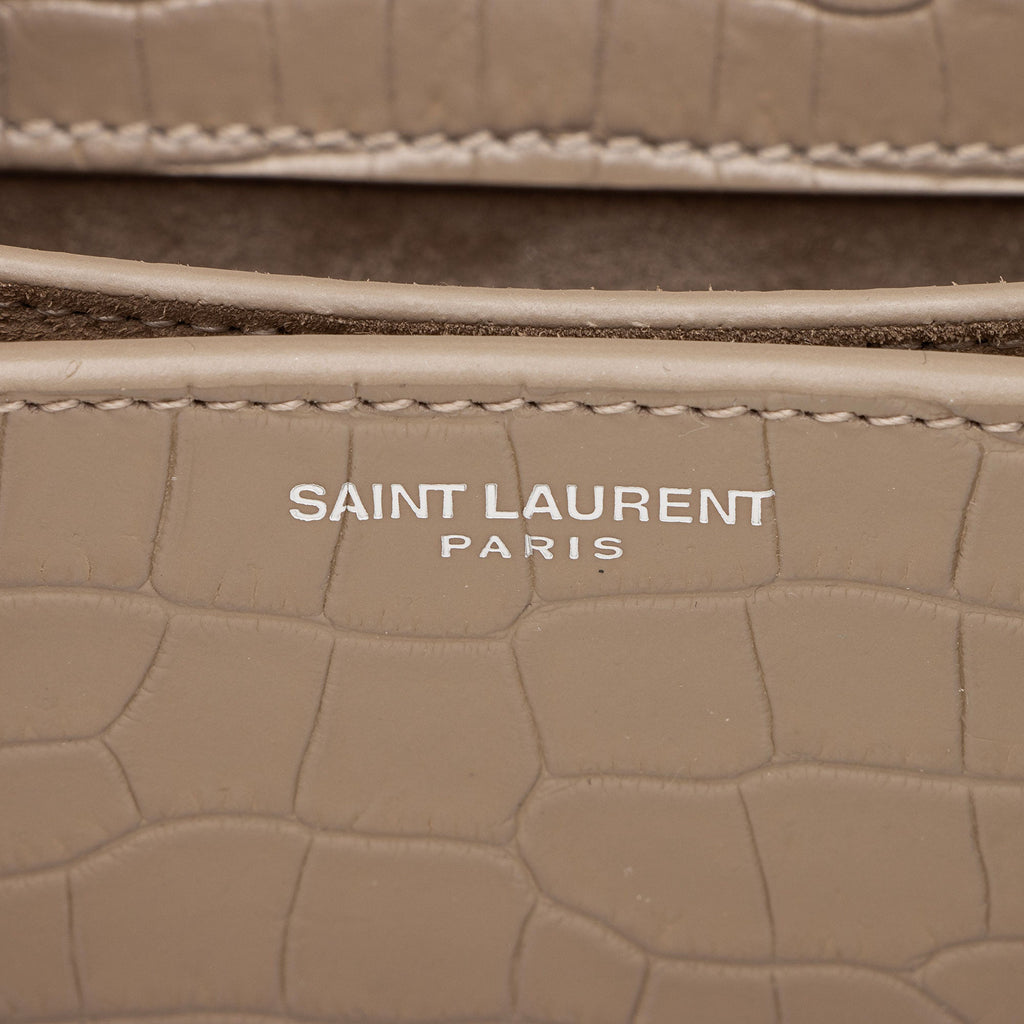 Saint Laurent Croc Embossed Leather Monogram Sunset Medium Shoulder Bag