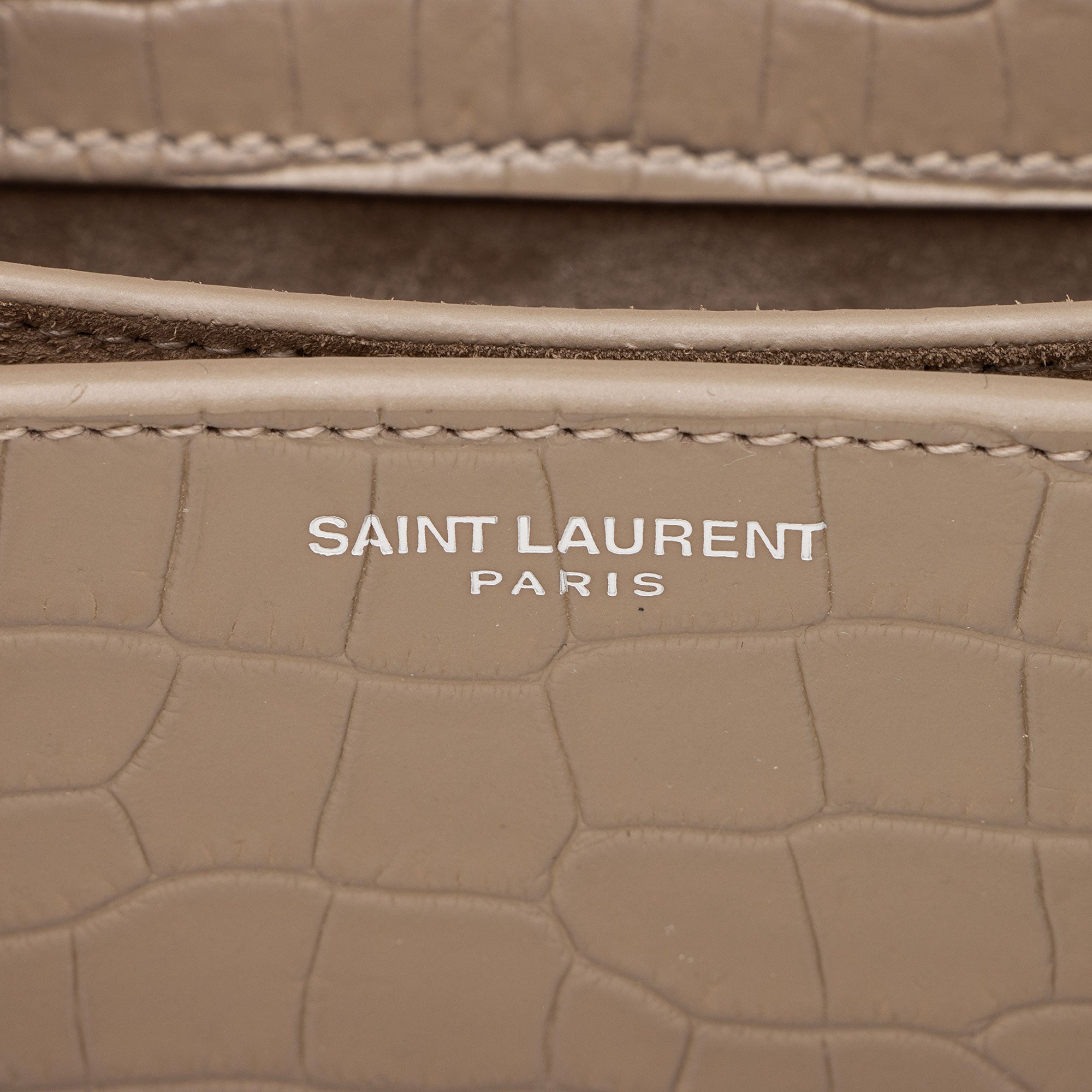 Saint Laurent Croc Embossed Leather Monogram Sunset Medium Shoulder Bag