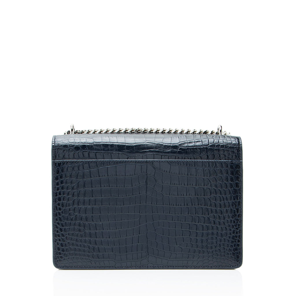 Saint Laurent Croc Embossed Leather Monogram Sunset Medium Shoulder Bag
