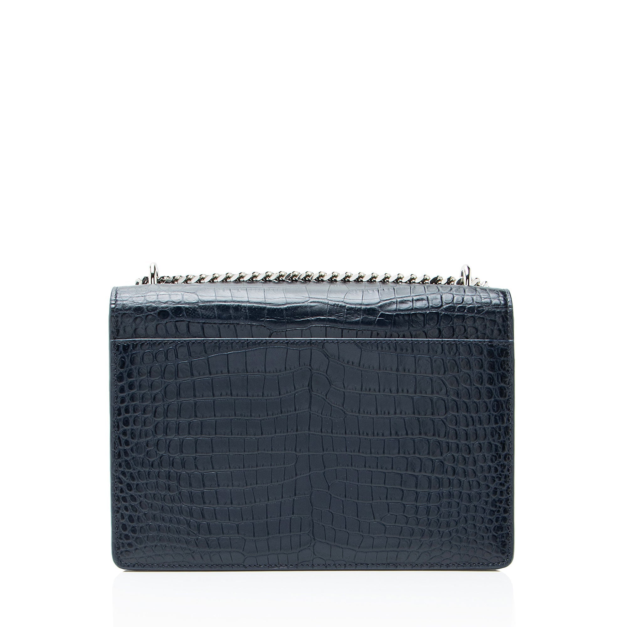 Saint Laurent Croc Embossed Leather Monogram Sunset Medium Shoulder Bag